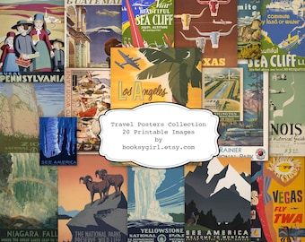 Vintage Reise Poster Ephemera: 20 druckbare Motive (Digital Download)