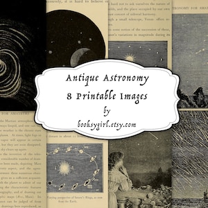 Antieke astronomie, Digitale download, Afdrukbare afbeeldingen, Scrapbooking, Junk Journals, Gallery Walls, 4:5 beeldverhouding, sterrenkijken, 8 afbeeldingen