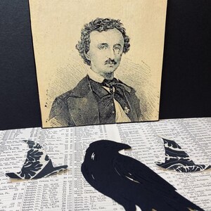 Poe Art, Halloween Art, Gallery wall art, Edgar Allan Poe, Halloween decor, 6x6 Canvas Panel, Halloween Mantle Art, Classic Poe Image