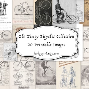 Download digitale di Junk Journaling Vintage Bicycles, biciclette d'epoca, download digitale, 20 immagini stampabili, 8,5x11, biciclette dei primi anni del 1900