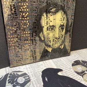 Poe Art, Halloween Art, Gallery wall art, Edgar Allan Poe, Halloween decor, 6x6 Canvas Panel, Halloween Mantle Art, Poe Image