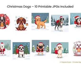 Imágenes prediseñadas de cachorros con copos de nieve | Arte kawaii de perros de invierno – Lindo arte de pared de dibujos animados | Ilustración de mascotas kawaii
