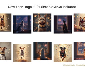 Pancarta de perro con el número 2026 – Arte de mascota con purpurina brillante, lámina decorativa festiva realista para interiores navideños modernos