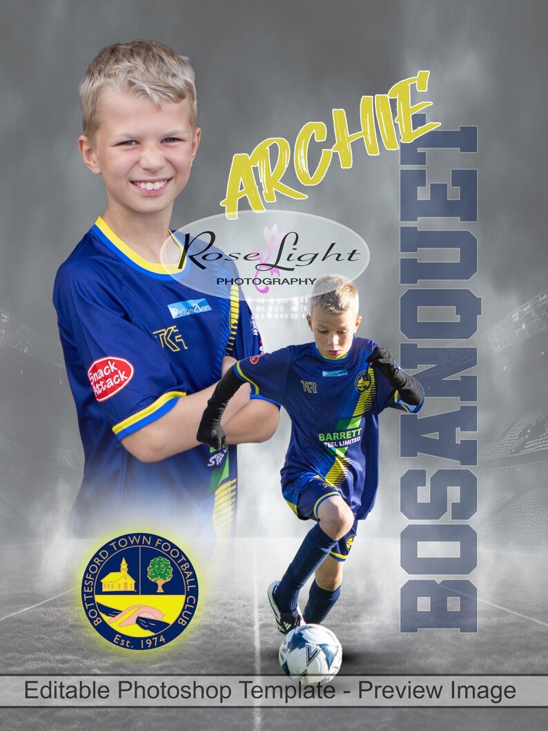 Editable Football Photo Collage Template PSD (digital