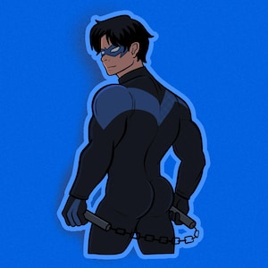 Op Nightwing geïnspireerde glanzende vinylsticker – DC Fan Art