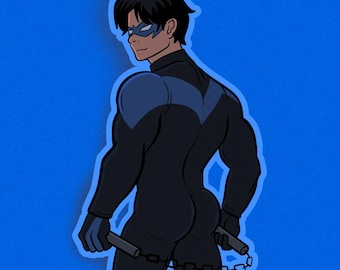Pegatina de vinilo brillante inspirada en Nightwing – DC Fan Art