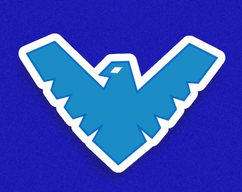 Naklejka winylowa z symbolem inspirowanym Nightwingiem – błyszczący emblemat fanowski DC