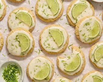 Key Lime Cookies met limoenglazuur | Zachte, chewy citruskoekjes | Handgemaakte gourmetkoekjes | Versgebakken koekjes als cadeau