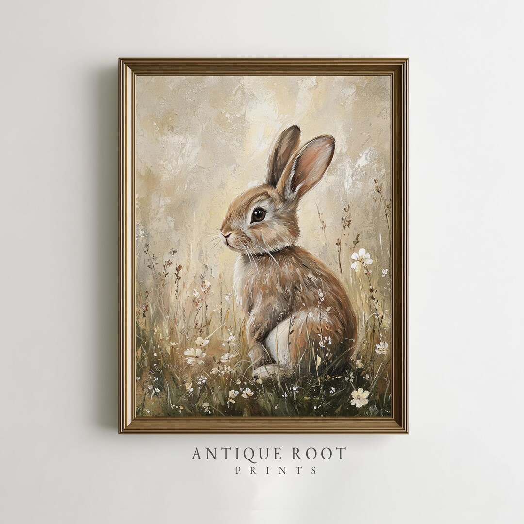 Cottagecore Bunny Nursery Print, Farmhouse Printable Wall Art, Rustic ...
