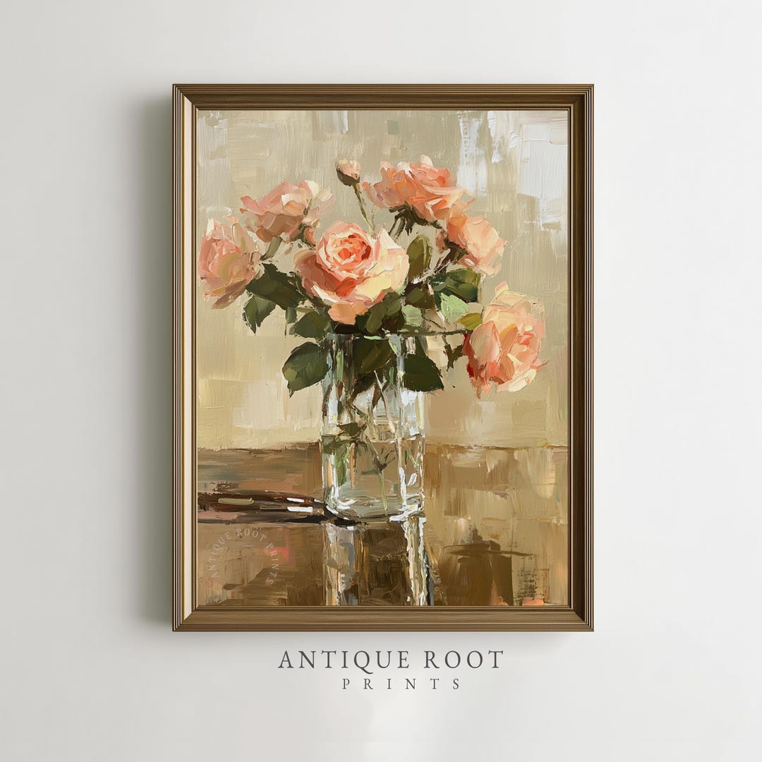 Vintage Rose Still Life Printable, Cottagecore Floral Art, Romantic ...