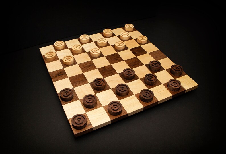 Large Checker Simple Jumbo Checkers Set: Maple & Walnut Solid Hardwood Gaming Board - Etsy