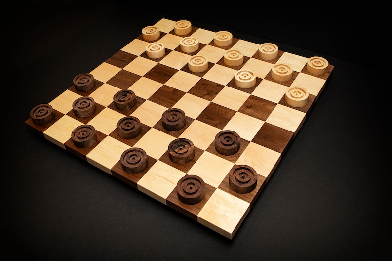 Large Checker Simple Jumbo Checkers Set: Maple & Walnut Solid Hardwood Gaming Board - Etsy
