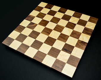 Solid Walnut And Maple Wooden Chess & Checkers Board