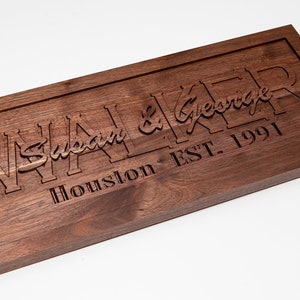 Personalized Walnut Wood House Sign: Custom Hanging Home Plaque