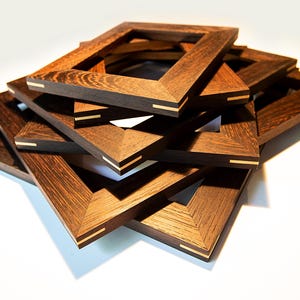 Handmade Solid Wenge Picture Frame With Optional Acrylic Glass, Backing, And Wall Mounting Kit