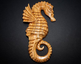 Large Handmade Wooden Seahorse Made From Ambrosia Maple,  Ocean Themed Wall Art,  Seahorse Hanging Wooden Wall Decor, Ocean Lover Gift!