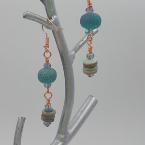 Druzy Shell (10mm), Crystal, Copper. Pierced Fish hook Ear Wire. Hand Made, Nickel Free