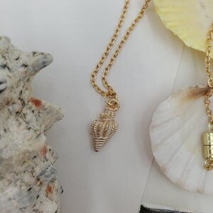 Friends are like seashells we collect along the way. 19&quot; Nickel free iron chain - gold color 18k gold played magnetic clasp.
