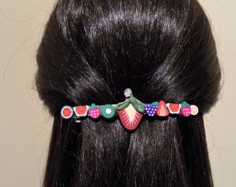 Thick Hair Barrette/Extra Large Barrette/Strawberry Barrette/French Barrette/100mm/Thick Hair Barrette