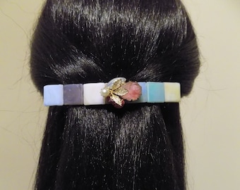 Large Glass Barrette For Thick hair/ Handmade Womans Gift/100mm