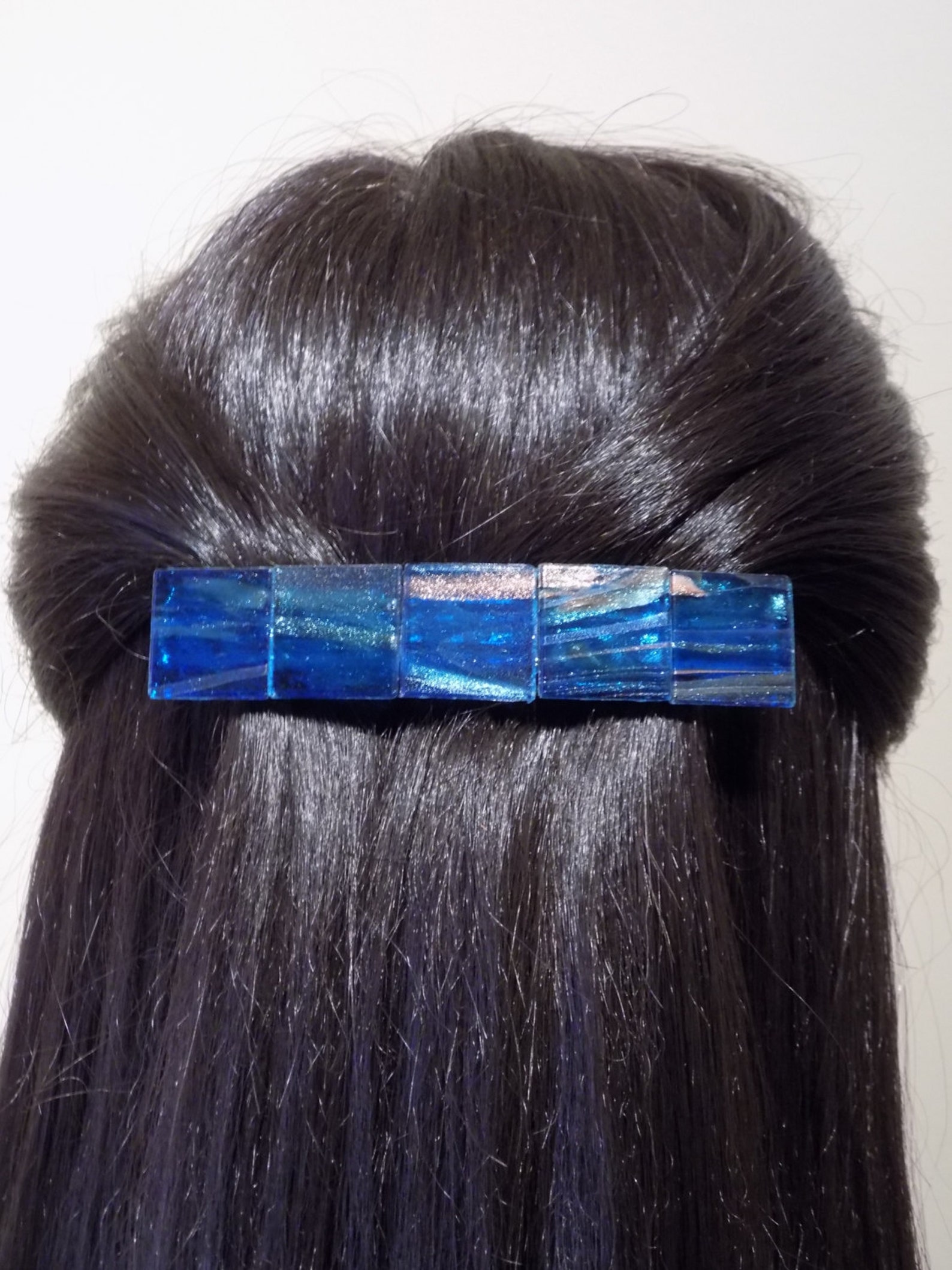 Large Glass Barrette For Thick hair/ Handmade Womans Gift Etsy