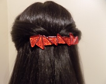 Large Barrette/Thick Hair Barrette/ Womens Gift/Large Red Barrette/100mm