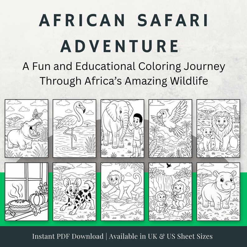 Safari Animals Coloring Book for Kids | Educational Activity Book - Etsy
