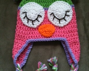 Sleepy Owl Hat with Earflaps