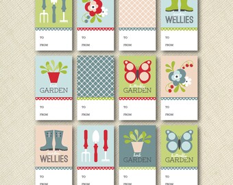 INSTANT DOWNLOAD | garden gift tags | set of 12 | PRINTABLE | 2x3.5 inches | digital file