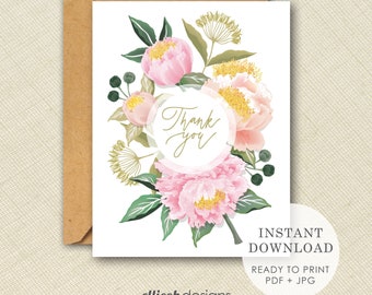 Printable thank you card | DIY | INSTANT DOWNLOAD | printable card | blank card | bridal shower thank you | print at home | digital download