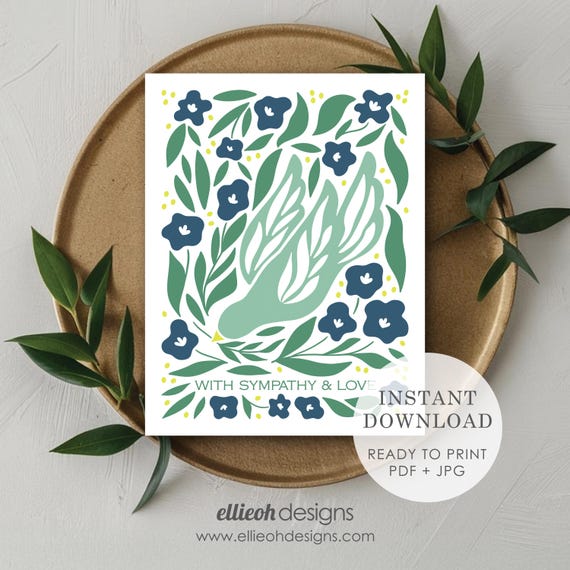 Sympathy Card Printable | Print At Home Card | Close Friend Sympathy | Instant Download | Blank Inside | Sending Love | Thinking Of You Card