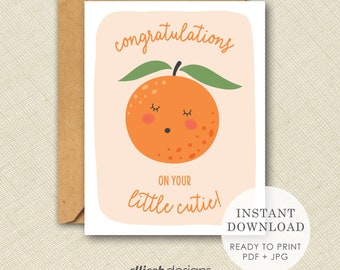 Printable new baby card | DIY | INSTANT DOWNLOAD | printable card | blank card | little cutie baby card | print at home | digital download