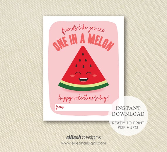 INSTANT DOWNLOAD | printable watermelon valentine | printable valentine | classroom valentines | print at home | cute kids valentine card