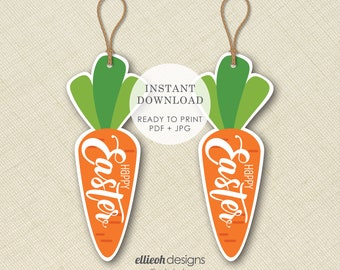 Printable Easter Tag. INSTANT DOWNLOAD. Easter Carrot Tag. Carrot Tag. Printable Tag. Easter Basket Tag. Happy Easter Tag. Digital Download.