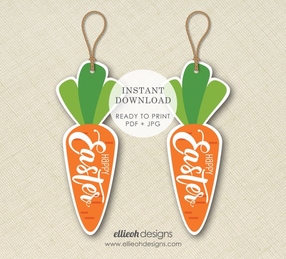 Printable Easter Tag. INSTANT DOWNLOAD. Easter Carrot Tag. Carrot Tag. Printable Tag. Easter Basket Tag. Happy Easter Tag. Digital Download.