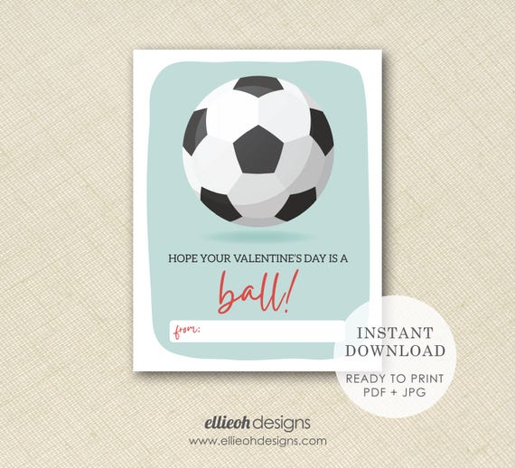DIGITAL DOWNLOAD | printable valentine | sports themed valentine | boy soccer | kids classroom valentine | print at home | instant download