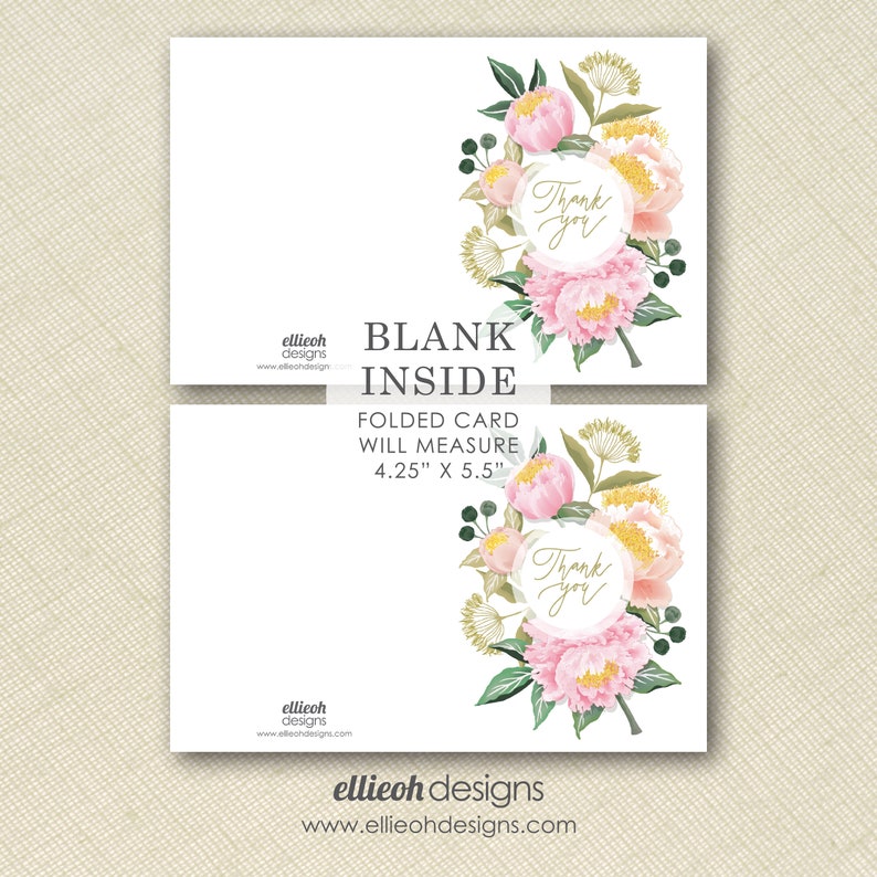 Printable Thank You Card | INSTANT DOWNLOAD | Wedding Thank You | Blank ...
