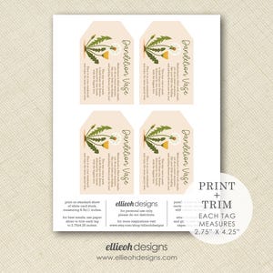 Printable Dandelion Vase Tag. INSTANT DOWNLOAD. Printable Tag. Baby Shower Gift. Unique New Mom Gift. Expecting Mom Gift. Dandelion Vase Tag image 2