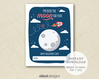 DIGITAL DOWNLOAD | printable space valentine | printable valentine | classroom valentines | print at home | instant download | printable