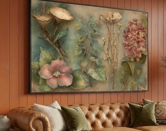 Vintage Botanical Canvas Print, Floral Wall Art