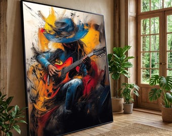 Abstrakter Gitarrist Leinwand, lebendige Musiker Wandkunst