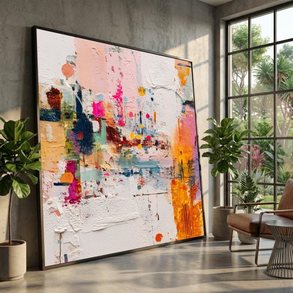 Vibrant Abstract Landscape Canvas,  Look Expressionist Wall Art, Modern Home Decor