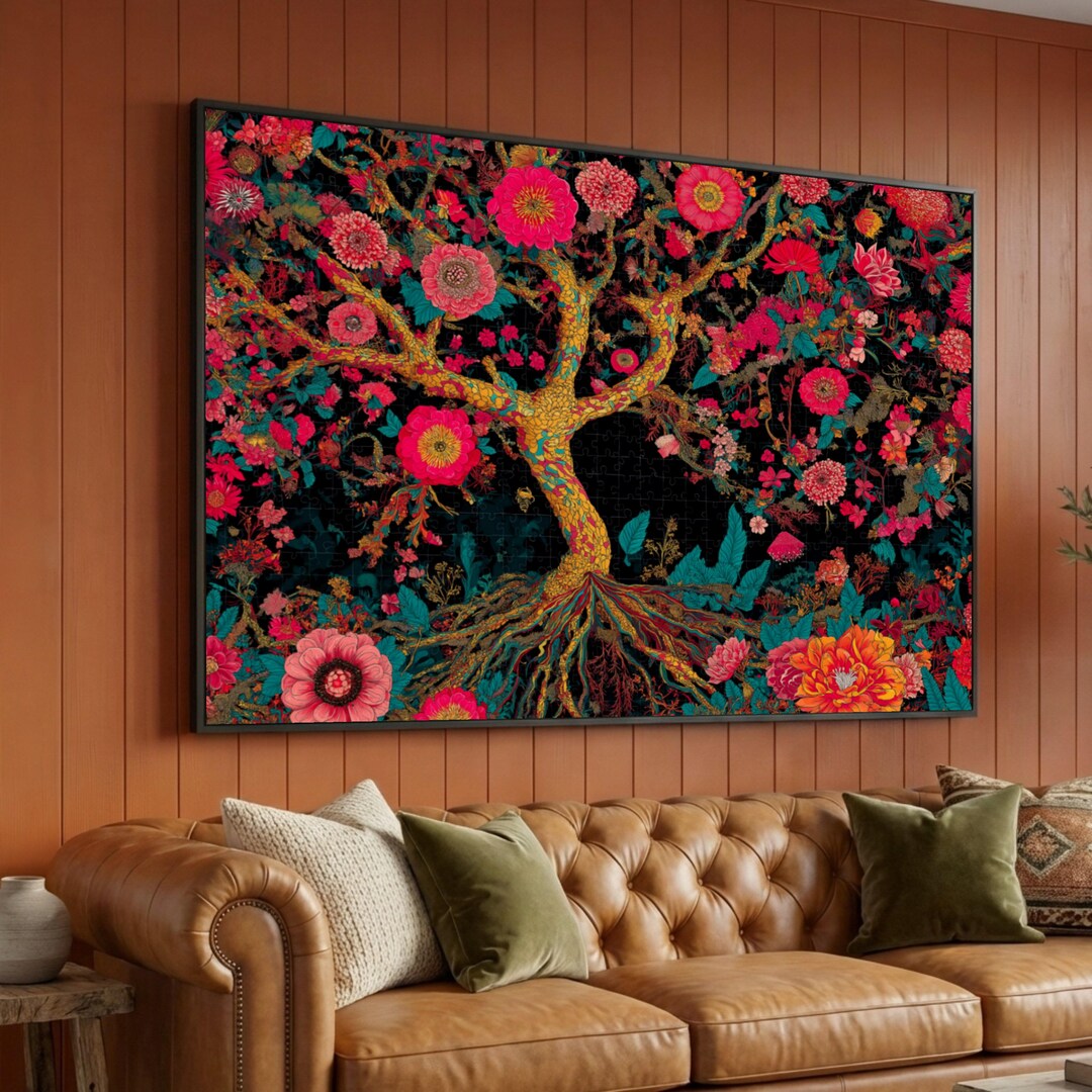 Floral Tree of Life Canvas Print, Botanical Wall Art - Etsy