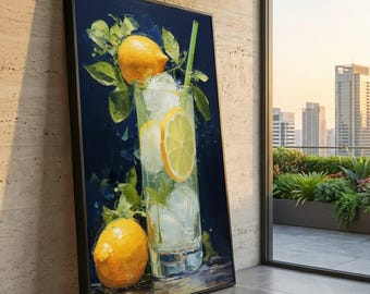 Lemonade Canvas Art Print, Summer Citrus Kitchen Decor