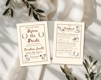 Western Bachelorette Invitation: Cowgirl Last Ride Template (Instant Download)