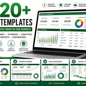 1020+ Excel Templates Bundle PLR | Business Finance Spreadsheet Pack | KPI Dashboard | Budget Planner | Project Management | Resell Rights
