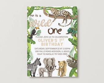 Invitación digital para el primer cumpleaños de WILD ONE (descarga)