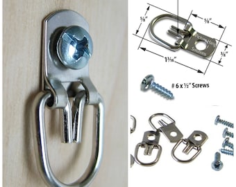 Lot of 10 D Ring Picture Hangers with Screws - Heavy Duty D ring Hangers Pro Quality Pictures Art Home Decor