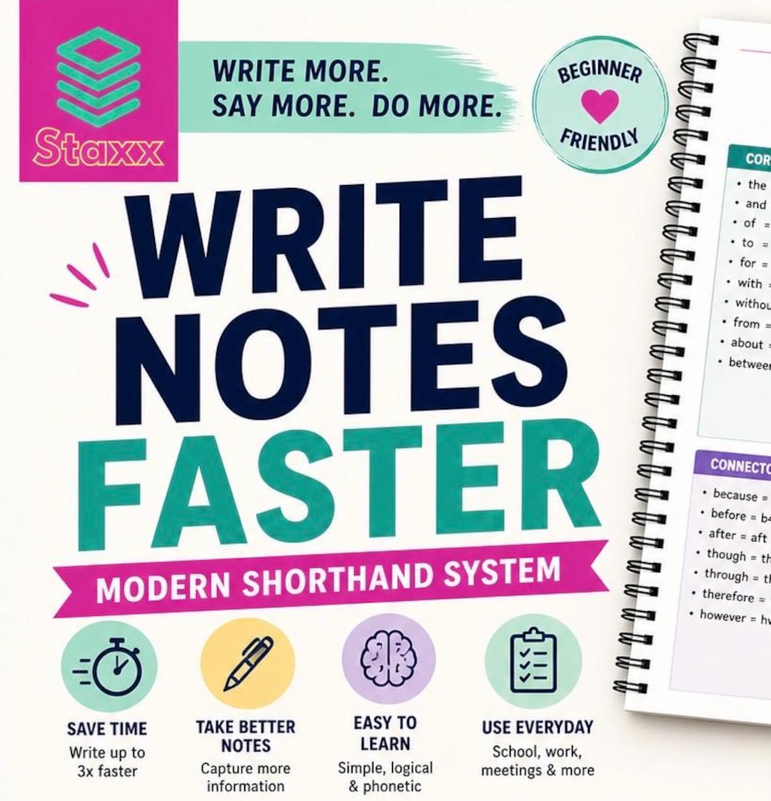 Fast Notes Shorthand Cheat Sheet PDF | Printable Note Taking Guide for ...