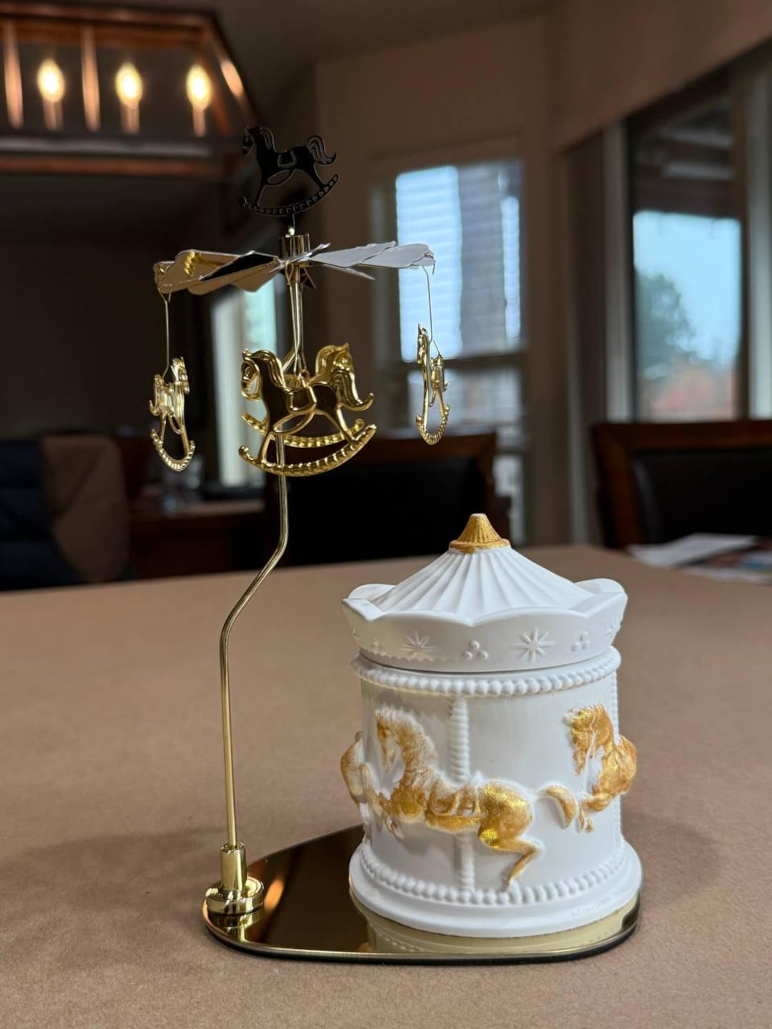 Rotating Horse Carousel Candle | Handcrafted Soy Wax Candle in Gypsum ...